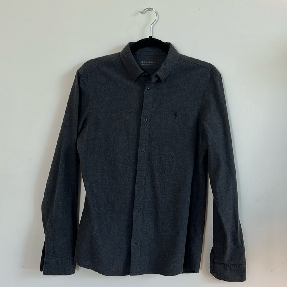 Allsaints Long Sleeve Button Up (Charcoal)